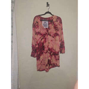 Women's Jak Tunic M Red Pink Tie-Dye Plaid dress or tunic